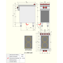 Charger l&#39;image dans la galerie, DESCO - Cuisinière vitrocéramique - 2 zones 5 Kw - Placard ouvert
