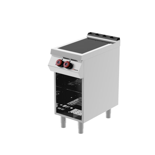 DESCO - Cuisinière vitrocéramique INDUCTION - 2 zones - 7 Kw - Placard ouvert